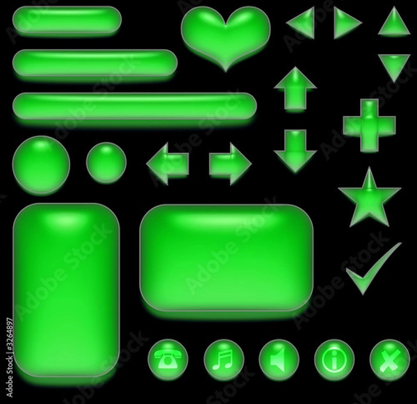 Obraz green aqua buttons and elements of web-interface