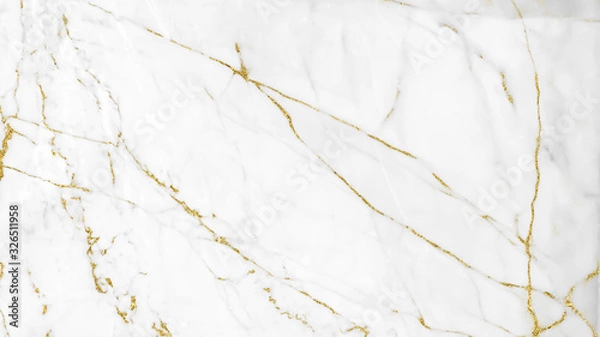 Fototapeta White and gold marble texture background design for your creative design	