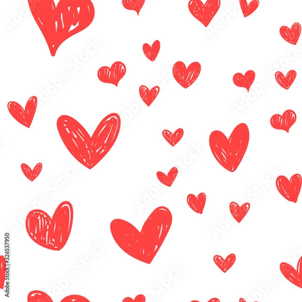 Fototapeta Heart doodles seamless pattern