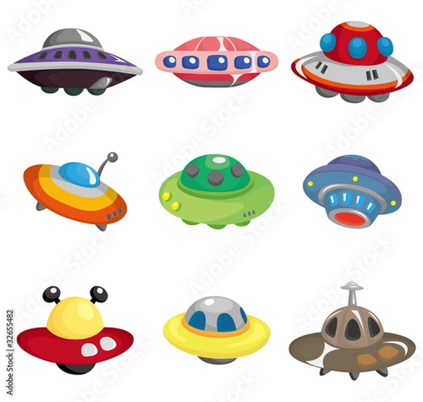 Obraz cartoon ufo spaceship icon set