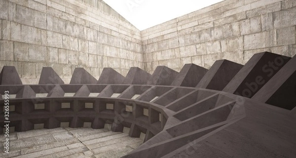 Fototapeta Abstract architectural concrete interior with discs. 3D illustration and rendering.