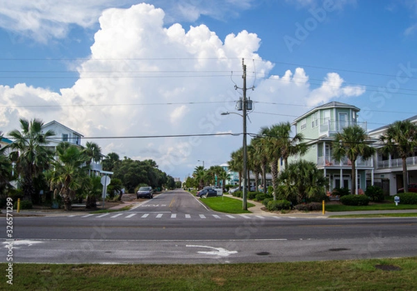 Fototapeta Street view of beach side houses