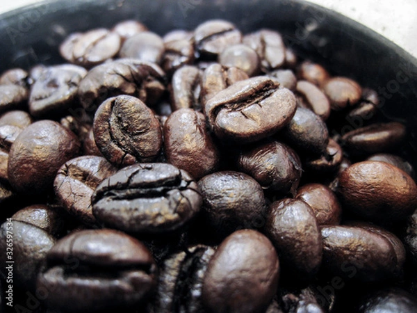 Fototapeta coffee bean roast with long time and high temperature for maximum test of coffee.