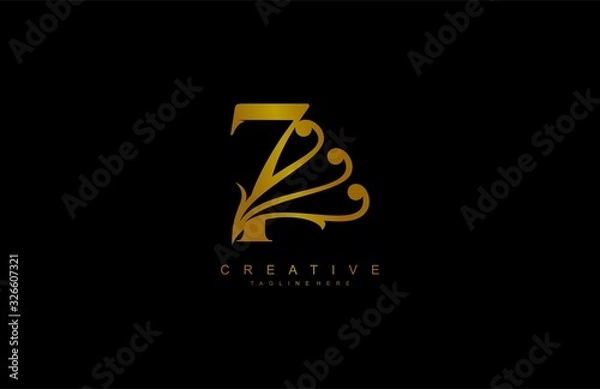 Obraz 7 Linked Abstract Flourish Gold Color Monogram Shape Vector Logo