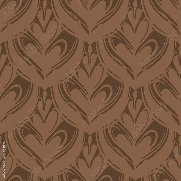 Fototapeta Botanical arts on the coffee surface. Seamless pattern