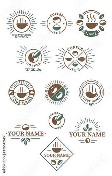 Obraz coffee and tea logo set