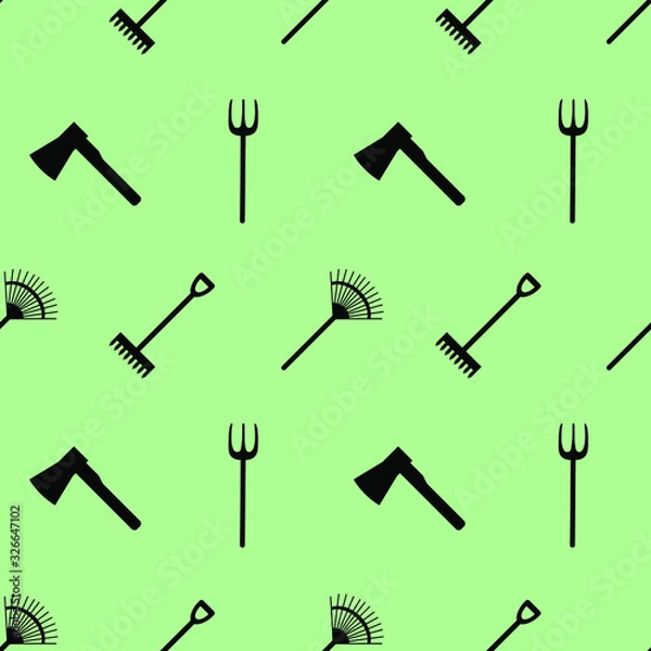 Obraz Gardening tools icons, seamless pattern.