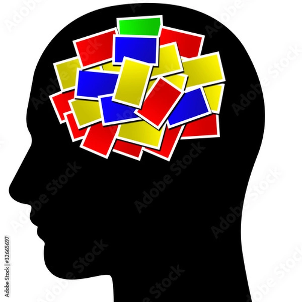 Obraz head with note brain