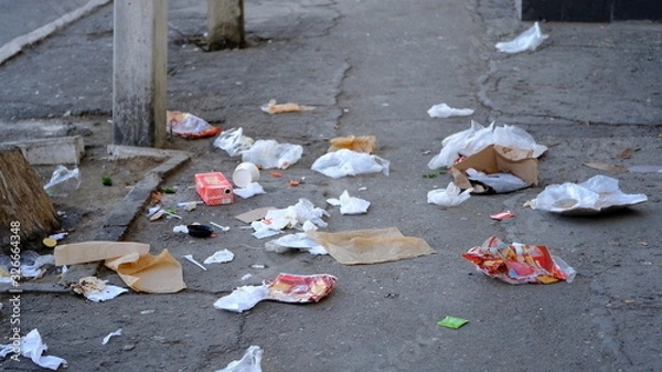 Obraz  Garbage on a city street. Environmental pollution