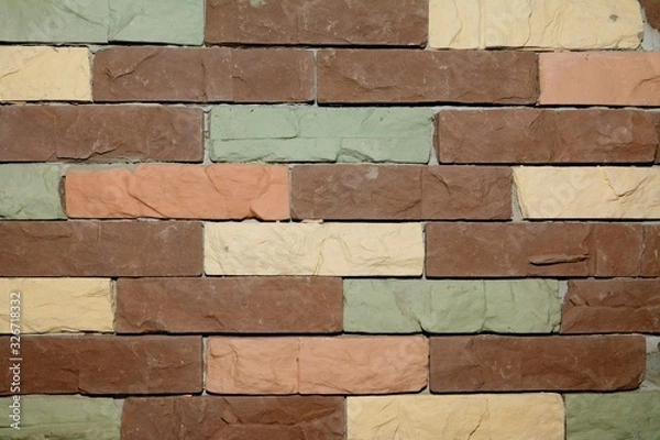 Obraz Background, brick wall, multicolored large brick