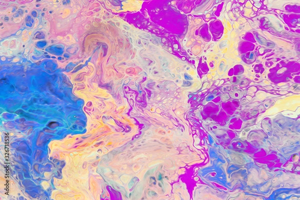 Fototapeta  multicolored abstract mixed background. Liquid acrylic painting