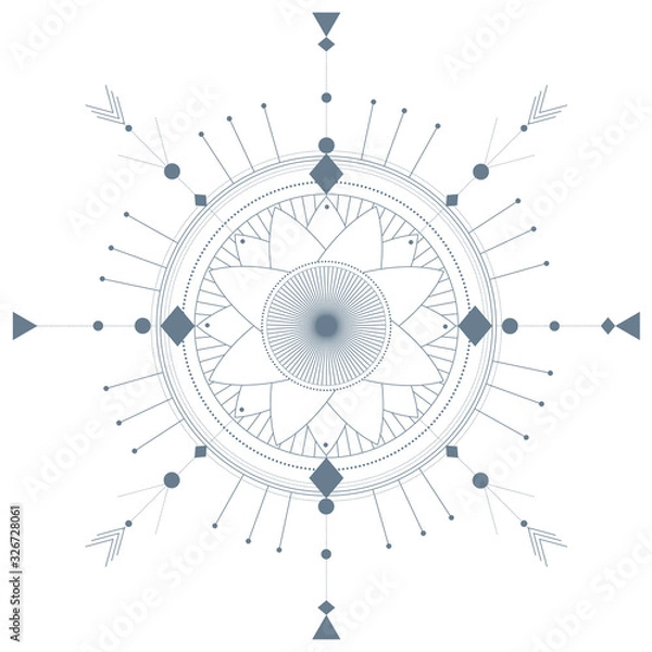 Fototapeta Sacred geometry symbols. Abstract mystical signs. Vector illustration useful for tarot card backs, tattoos, posters and magical objects.