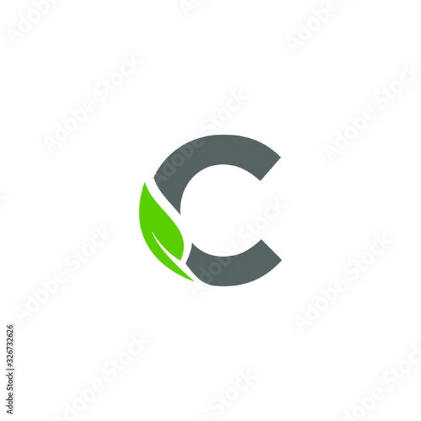 Obraz Initial Letter C with Leaf Logo Design