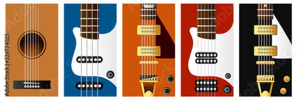 Obraz Vector guitar wallpaper set. To see the other vector guitar illustrations , please check Guitars collection.