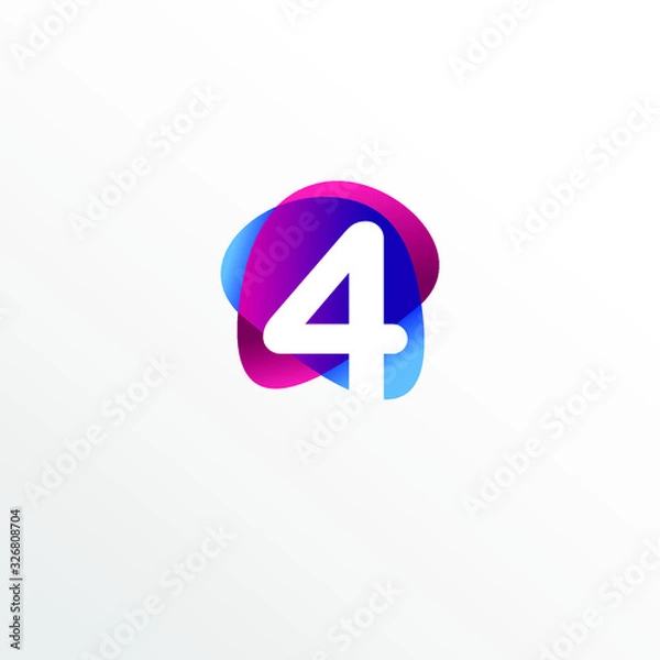 Obraz Initial Number 4 Funny Colorful Logo Design