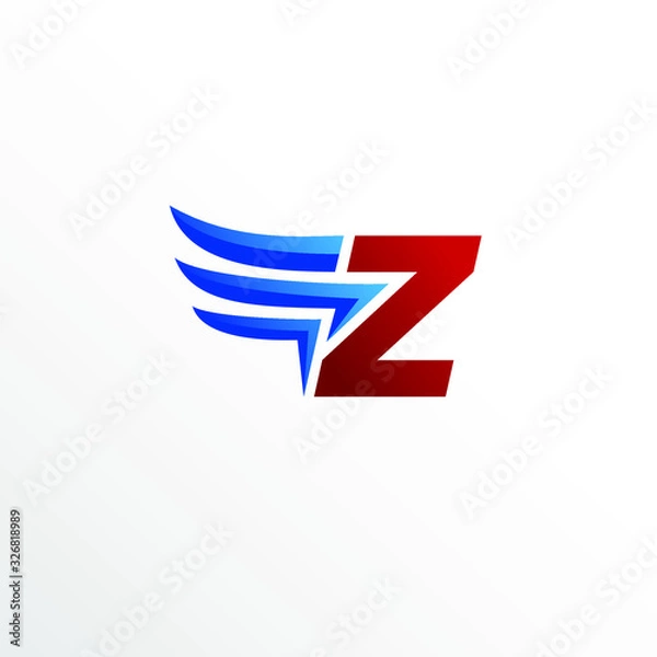 Fototapeta Initial Letter Z with Wing Logo Design