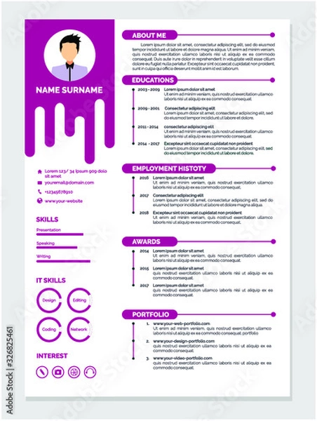 Fototapeta best resume template vector design for job application