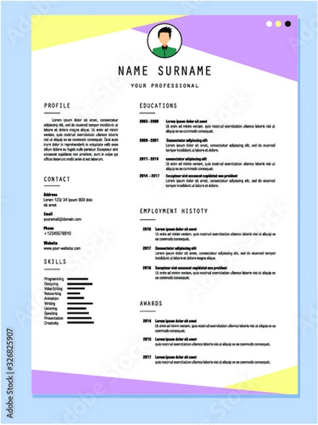 Fototapeta best resume template vector design for job application