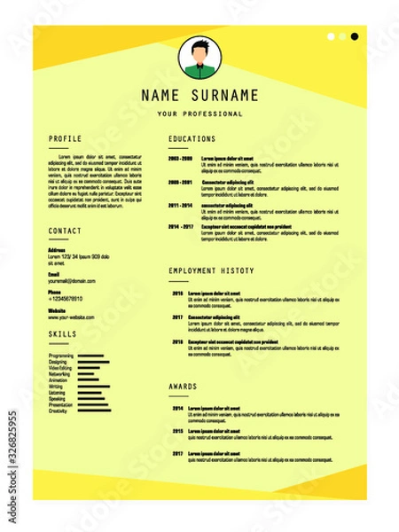 Fototapeta best resume template vector design for job application
