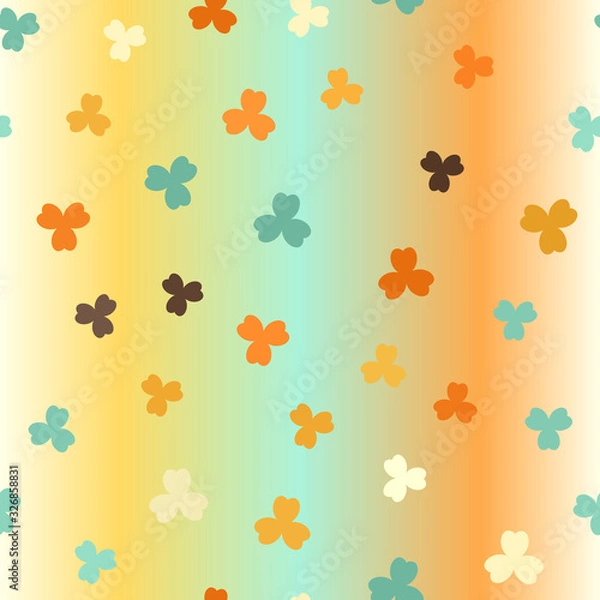 Fototapeta Shamrock glowing background. Seamless vector pattern