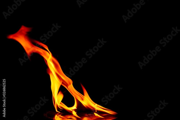 Fototapeta Fire flames on black background