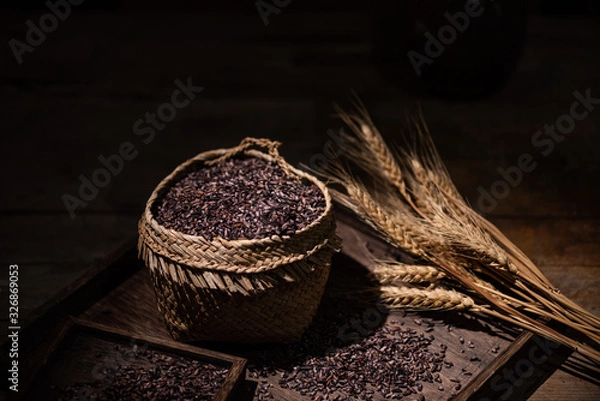 Obraz Black rice with dark environment