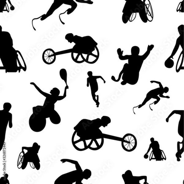 Obraz Seamless pattern of para athletics repeat pattern vector illustration
