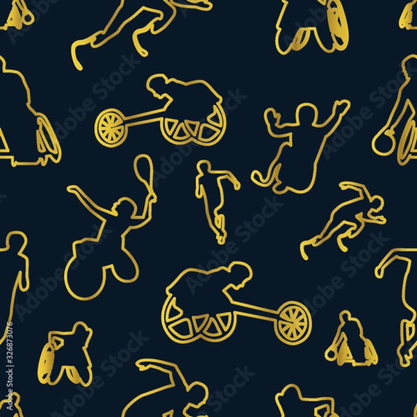 Obraz Seamless pattern of para athletics repeat pattern vector illustration