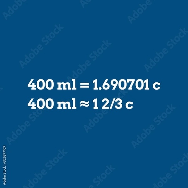 Fototapeta 400 ml to cups conversion. Vector illustration