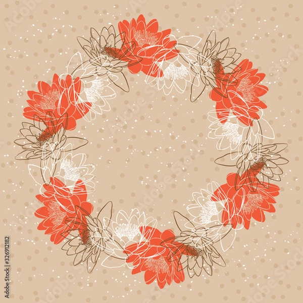 Obraz Floral background with water lily wreath