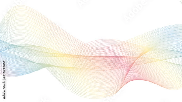 Fototapeta Abstract vector background with colored dynamic waves. Geometric rainbow background. Vector illustration. Gradient waves on white backdrop