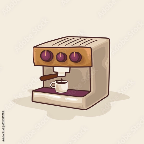Obraz Coffe Machine Illustration - Vector based and layered colors