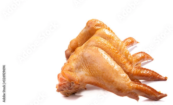 Fototapeta smoked chicken wings on a white isolated background space for text