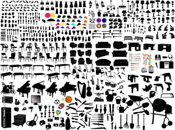Fototapeta collection of household items - vector