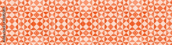 Obraz Fire red white traditional motif tiles texture background banner panorama - Vintage retro cement tile with triangular square pattern