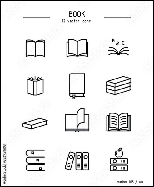 Fototapeta Simple vector images of books, textbooks and catalogs.