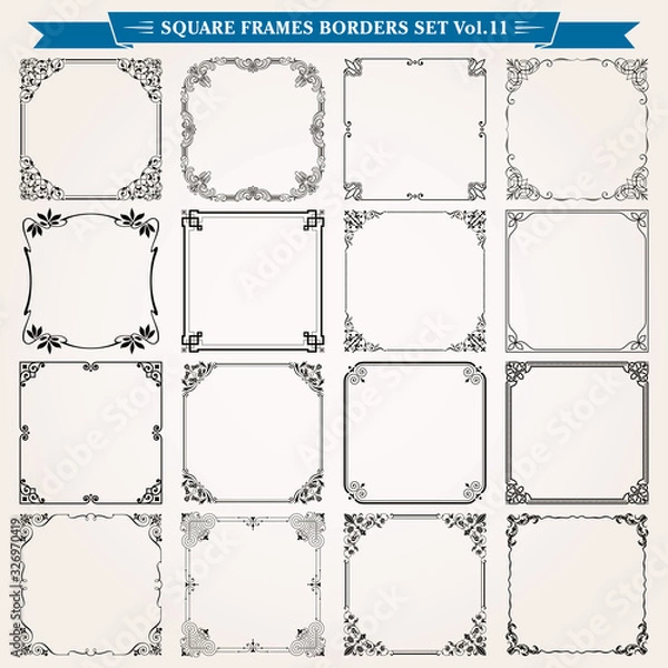 Fototapeta Decorative square frames and borders set 11 vector