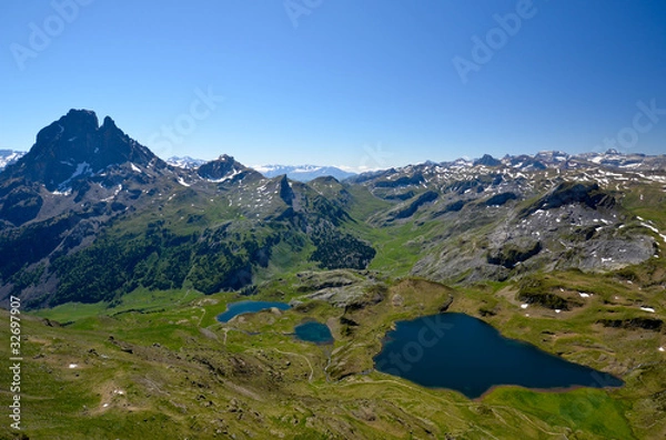 Fototapeta La vue depuis le pic d'Ayous