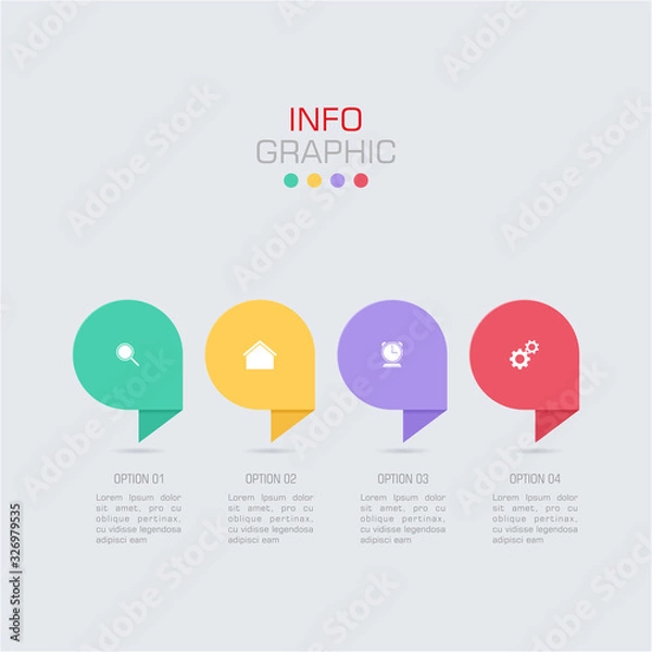 Obraz Business data visualization. Infographic element with icons and options or steps. Can be used for process, presentation, diagram, workflow layout, info graph, web design. Vector business template.