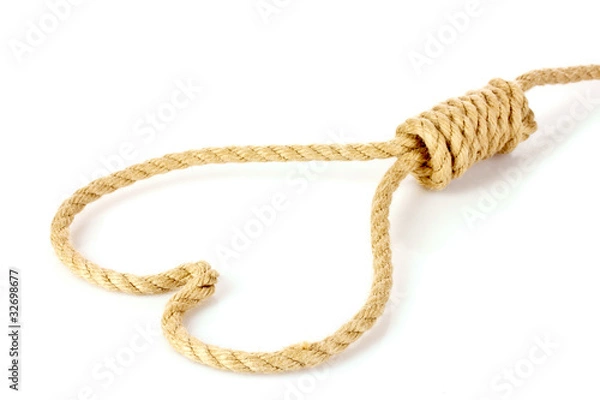 Obraz Suicide Noose in heart  symbol isolated on white
