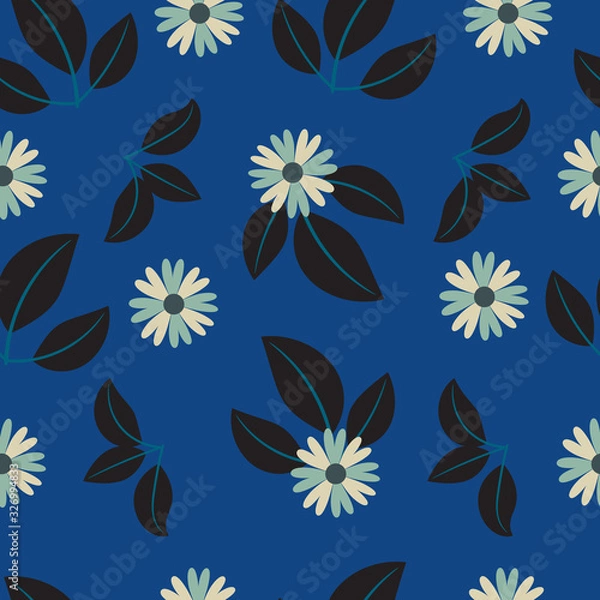 Fototapeta blue flowers seamless pattern