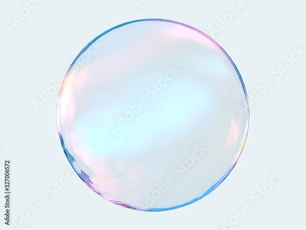 Obraz 3d crystal ball pink blue gradient colors  isolated on white background. Abstract bubble glossy pastel 3d geometric shape object illustration render. 