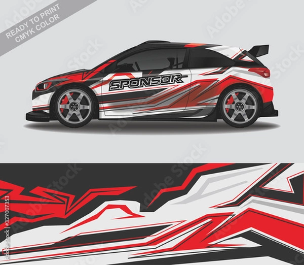 Fototapeta Car wrap decal design vector, custom livery race rally car vehicle sticker and tinting.