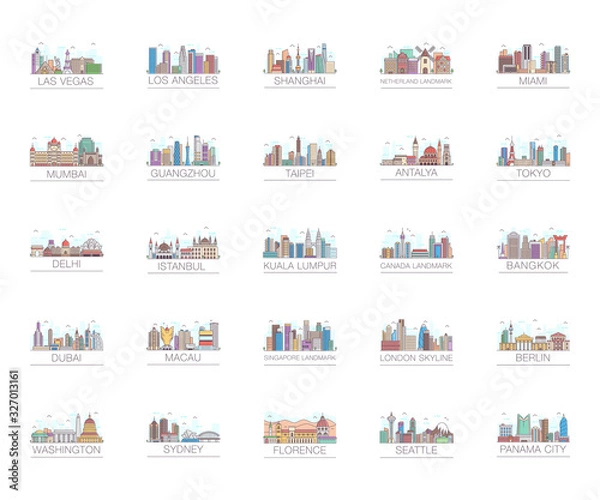 Obraz  Landmark Architecture Flat Vectors Pack 
