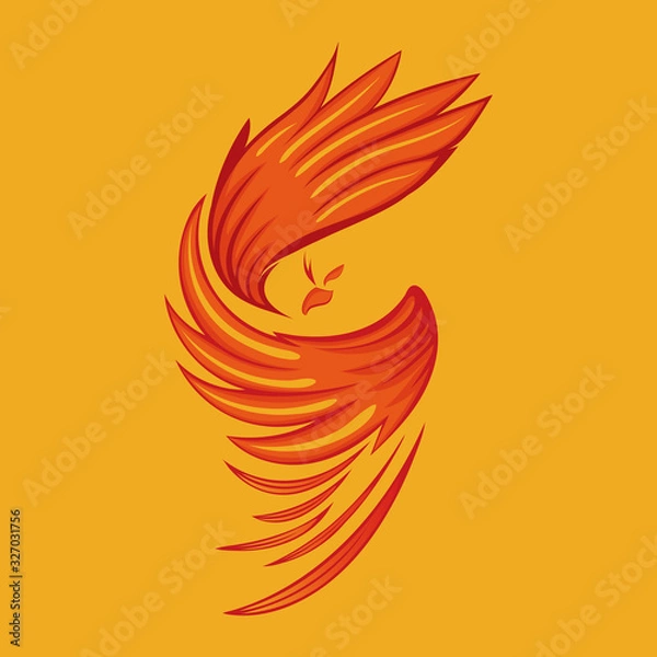 Obraz bird with fire colour against the wind