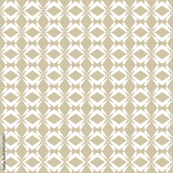 Fototapeta Vector golden seamless pattern in oriental style. Abstract geometric ornament texture with cross lines, rhombuses, grid, lattice. Elegant white and beige background. Luxury ornamental design for decor