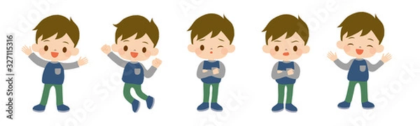 Fototapeta いろんなポーズの男の子
