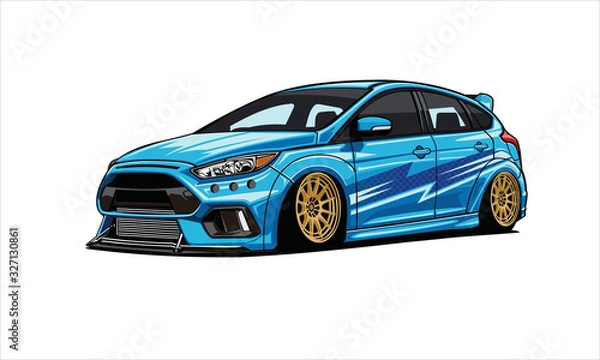 Obraz car blue illustration
