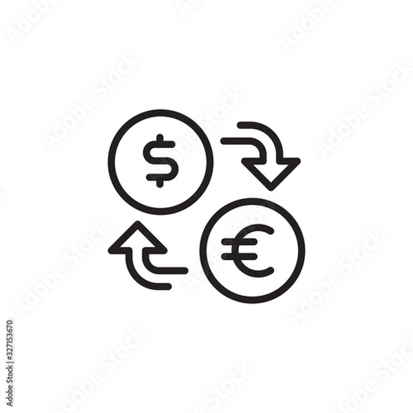 Obraz Currency exchange icon. Dollar to euro foreign currency exchange line art vector icon for finance apps and websites