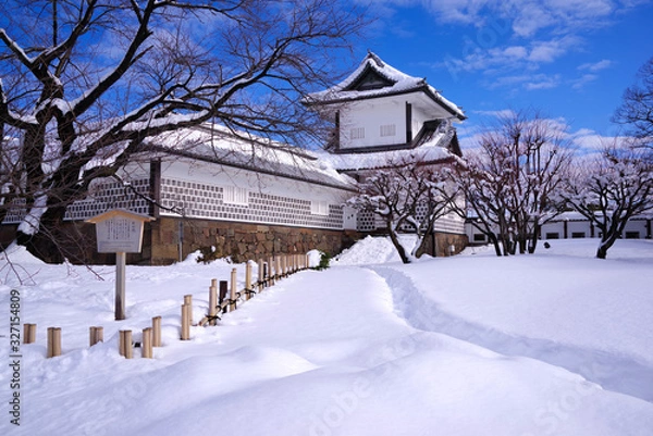 Obraz 雪に覆われた金沢城